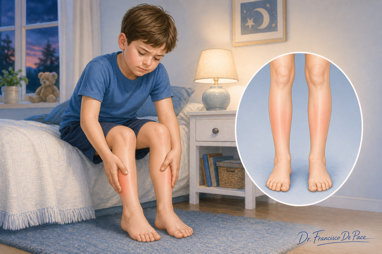 Ilustración relacionada con los dolores de crecimiento en niños.
