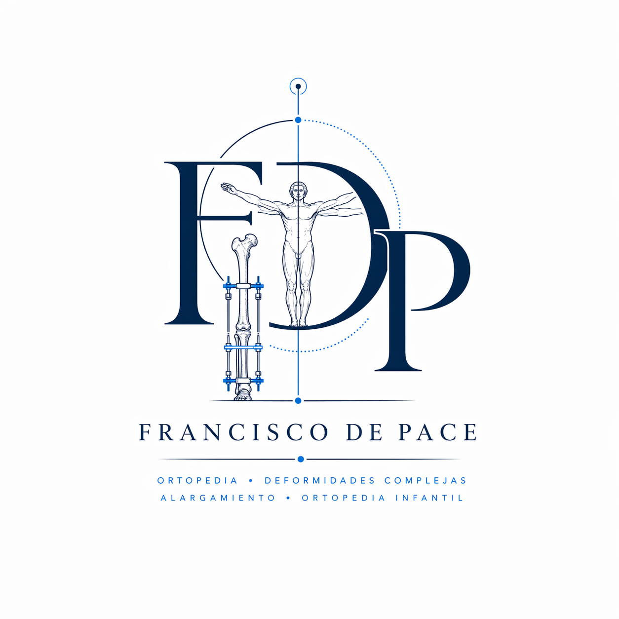 Identidad visual del Dr. Francisco De Pace para deformidades complejas, alargamiento y reconstrucción de extremidades.